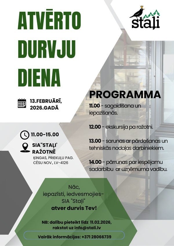 Atvērto durvju diena Staļos. 13.02.2026. plkst.11.00